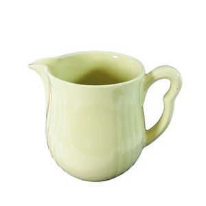 Pitcher Ceramic Vintage Ivory Ribbed Pattern Farmhouse Kitchen Decor 5 3/4" Tall
